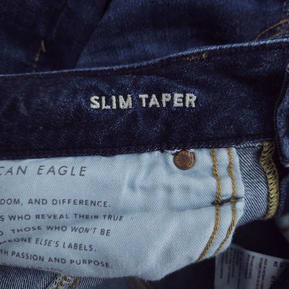 American Eagle Slim Taper Jeans Next Level Airflex Stretch Dark Wash 32 x 34 - Picture 13 of 14